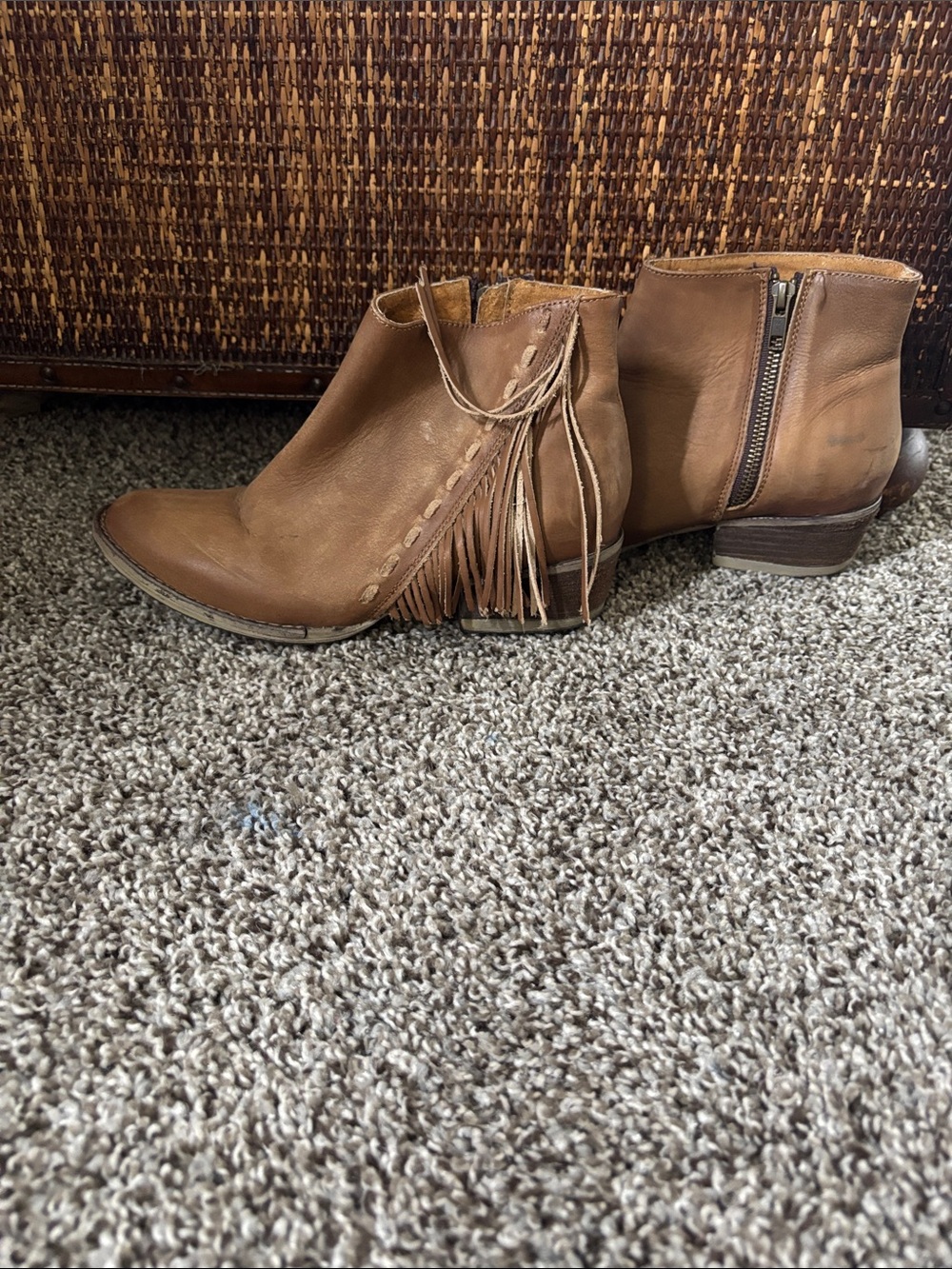 Circle G Tan Fringe Leather Ankle Booties